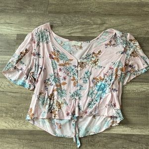 Pink Flowered Crop Top